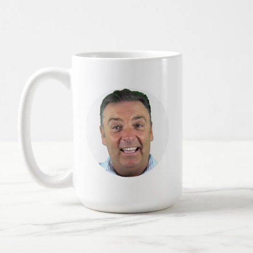 Classic White Photo Face Mug - Round Frame Custom Mug 15oz.