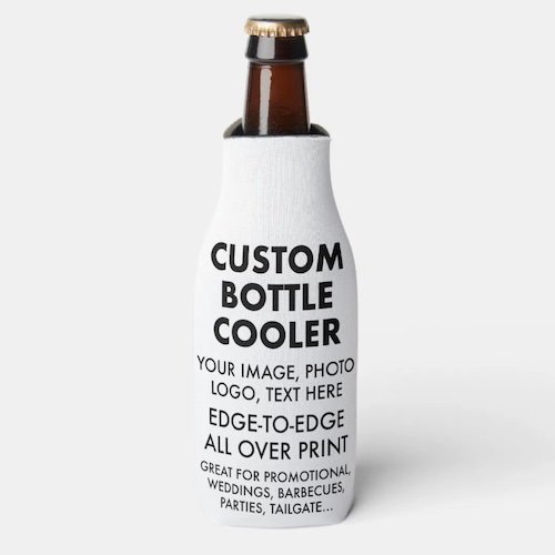 Create your own zippered neoprene custom bottle cooler sleeves.
