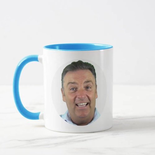 LIGHT BLUE Combo Photo Face Mug - Round Frame Custom Mug.