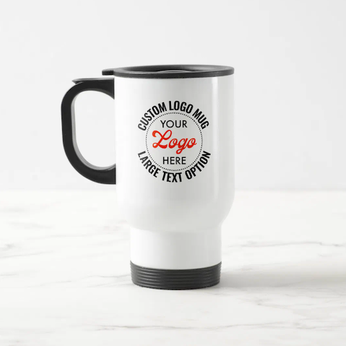 Large Size Text Promotional Logo Travel Mug.