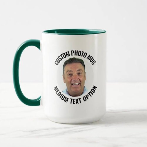 Medium Text HUNTER GREEN Combo Personalized Photo Mug 15oz.
