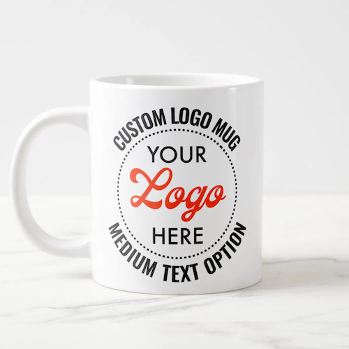 Medium Text Promotional Custom Giant Logo Mug.