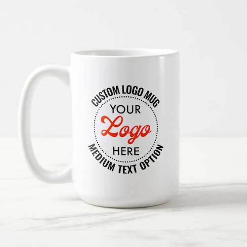 Medium Text Promotional Custom Logo Mug 15oz.