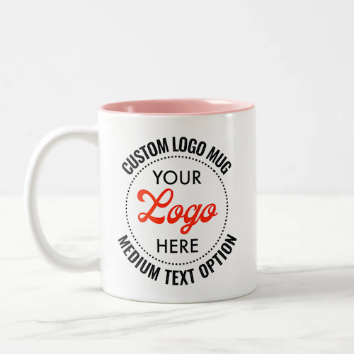 PINK Medium Text Promotional Two-Tone Logo Mug.