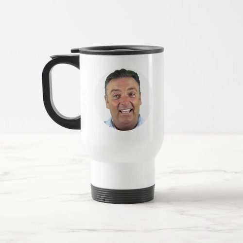 Photo Face Travel Mug - Round Frame Image Custom Mug.