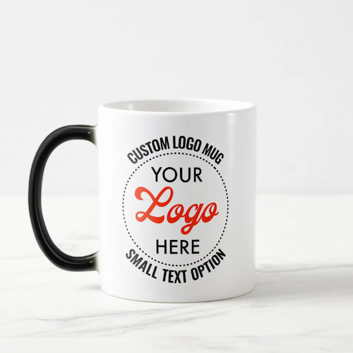 Small Size Text Promotional Logo Heat Changing Mug.