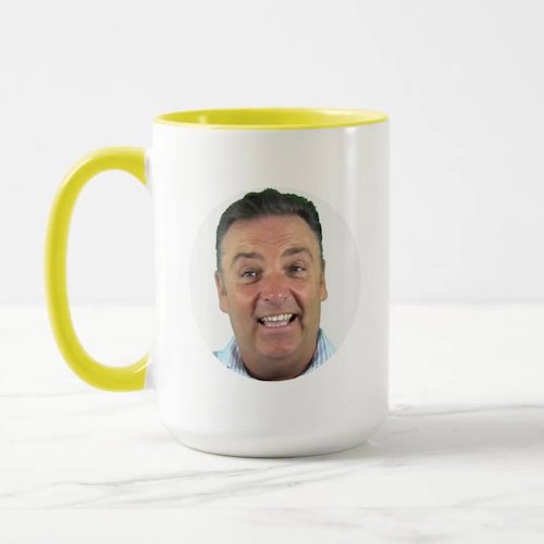 YELLOW Combo Photo Face Mug - Round Frame Custom Mug 15oz.